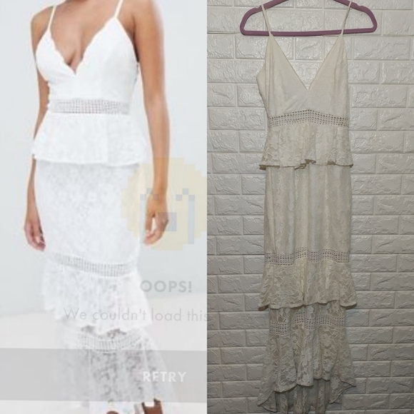 Love Triangle Teired Maxi Dress White Sz 8 Fits XS - Picture 1 of 15